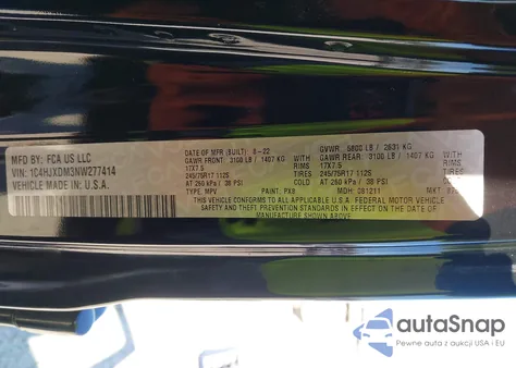 2022 Jeep Wrangler Unlimited Sport S 4X4 z USA, uszkodzony, nr VIN 1C4HJXDM3NW277414